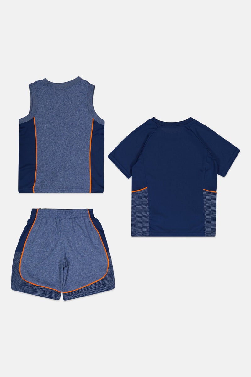 Body Glove Kids Boy 3 Piece Sportswear Fit Short Sleeve Training T-shirts And Shorts Set, Multicolor - Image 4